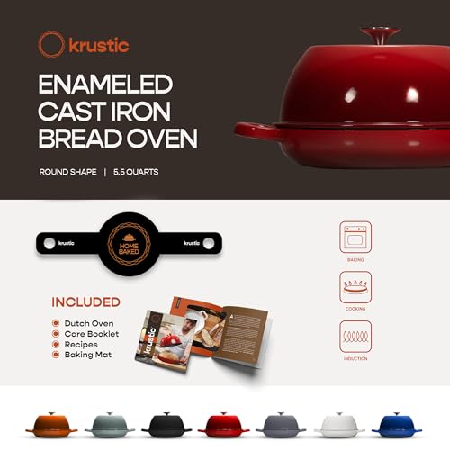 Enameled Cast Iron Dutch Oven for Sourdough Bread Baking