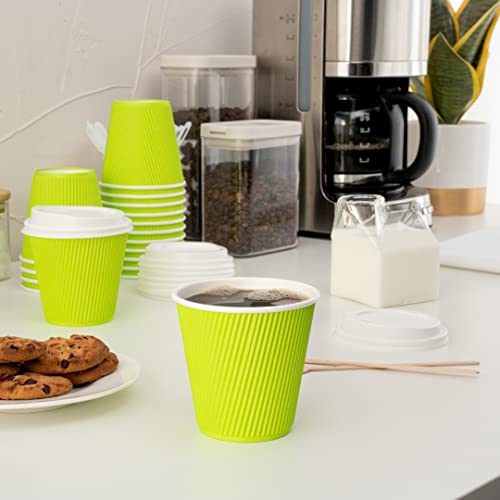 Ripple Wall Coffee Cups 25 Count 8 Ounce Insulated Eco Green Paper Cups