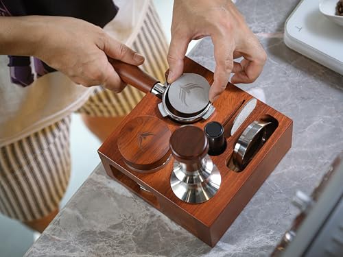 Espresso Accessories Organizer Box 58mm Tamper Station Rosewood