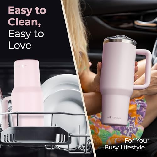 40 oz Tumbler With Handle and Straw Made of Stainless Steel