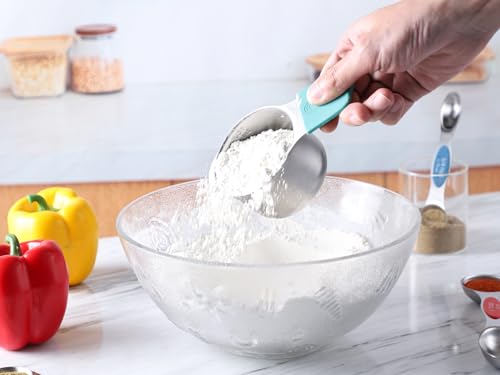Magnetic Measuring Cups and Spoons Set of 17 Stainless Steel Measuring Cups & Double Sided Magnetic Measuring Spoons with 1 Leveler for Dry and Liquid Ingredients (17 Count)
