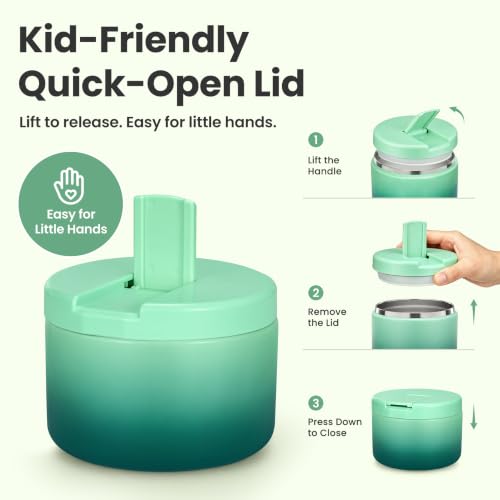 12oz Insulated Vacuum Food Jar with Buckle Lid Wide Mouth Soup Thermo for Hot Food Kids Leakproof Stainless Steel Lunch Container
