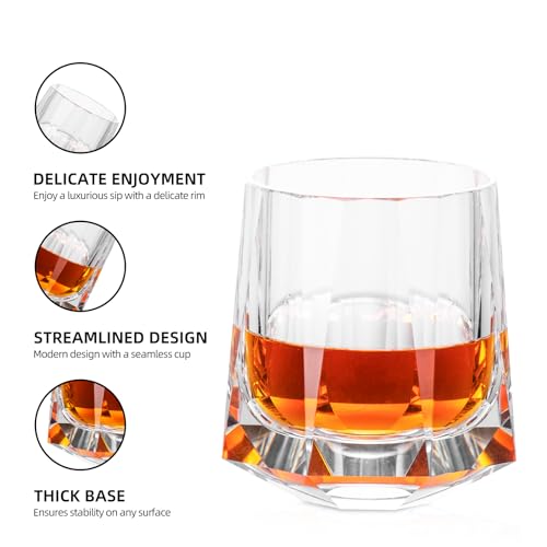 Crystal Whiskey Glasses Set of 2 Hand Blown Old Fashioned Glasses (2 Count)
