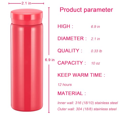 10oz Mini Water Bottle Stainless Steel Thermos Small Flask