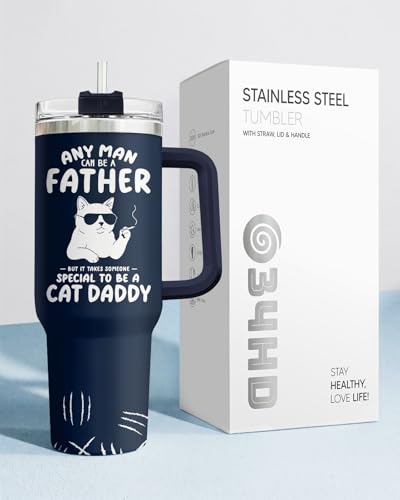 Cat Dad Club Funny 40 oz Tumbler with Handle