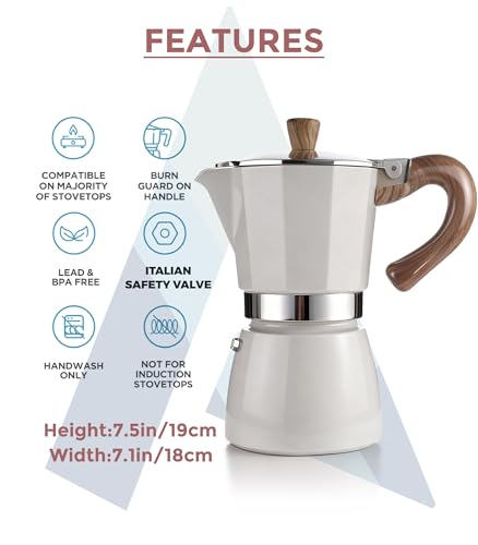 Moka Pot Stovetop Espresso Set & Cuban Coffee Maker 6 (10.2 Ounce)