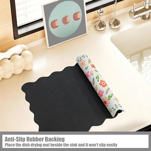 Scalloped Dish Drying Mats for Kitchen Counter