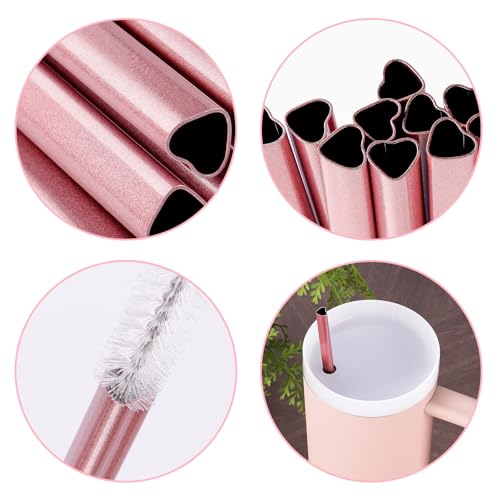 12” Heart Shaped Stainless Steel Straws Fit for Stanley Tumbler 40oz (10 Count)