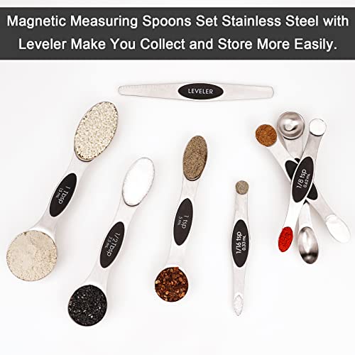 8 PCS Black Magnetic Measuring Spoons Set