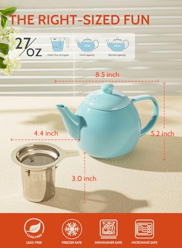 Teapot Porcelain Tea Pot with Stainless Steel Infuser