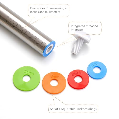Rolling Pin with Thickness Rings