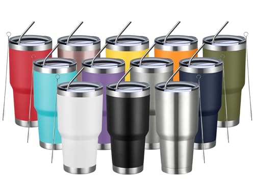 30oz Insulated Tumbler With Lids and Straws (12 Count)