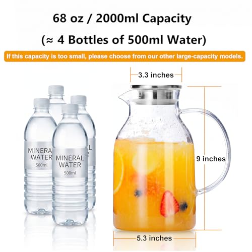 Glass Water Pitcher with Lid and Spout