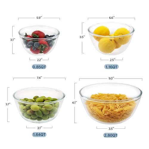 4pc Glass Mixing Bowls Sets