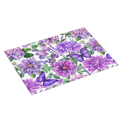 Purple Hydrangea Flowers Dish Drying Mat