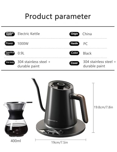 Electric Kettles Gooseneck Electric Kettle with 1°F Precision Temp Control Fast Boiling Pour Over Coffee & Tea Kettle