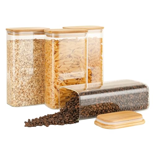 56oz 1.8Qt Rectangle Glass Storage Containers with Lids 4 (4 Count)