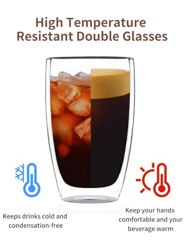 17oz Double Wall Glass Coffee Mugs