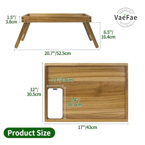 Acacia Bed Tray Table with Folding Legs