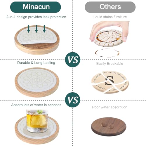 5 Pack Wood Coasters for Drinks