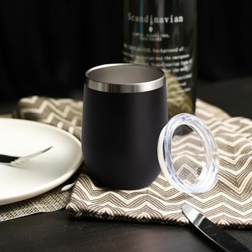 Stainless Steel Wine Tumbler Bulk with Lid (12 Count)