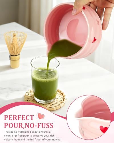 Pink Matcha Whisk Set with Matcha Bowl