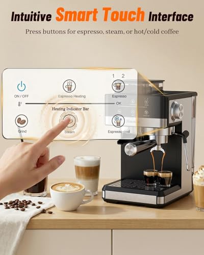 Espresso Machine with Grinder & Milk Frother