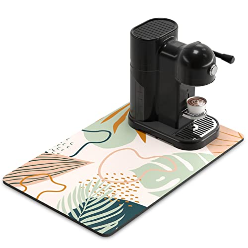 Coffee Mat 12" x 19" Cute Boho Theme Coffee Bar Mats for Espresso Machine Station Accessories and Organizer