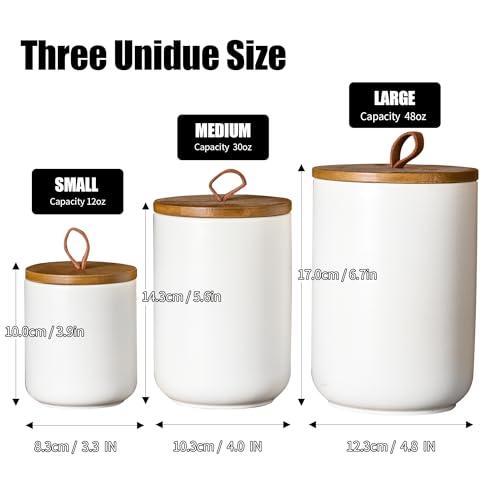 White Ceramic Canister with Bamboo Lid (3 Count)