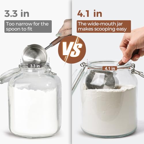 Glass Pantry Jars with Airtight Lids 0.7 Gal 2 Pack Wide Mouth Flour (2 Count)