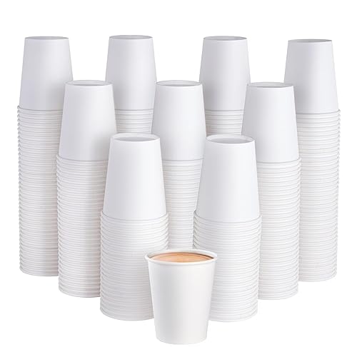 300Pack 8oz Disposable Paper Coffee Cups White Hot Coffee Cups (300 Count)