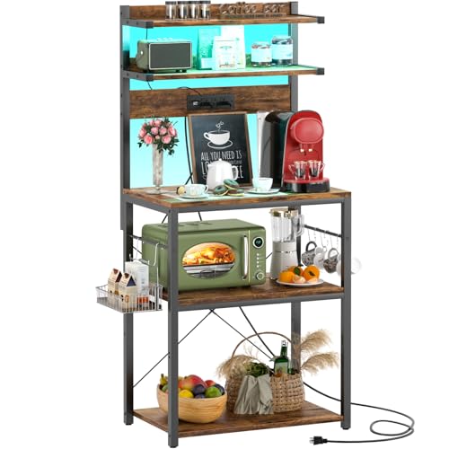 Bakers Rack with Power Outlet & RGB LED