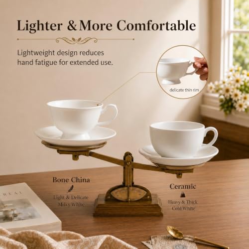 Fine Bone China Espresso Cups and Saucers Set of 2 (2 Count)