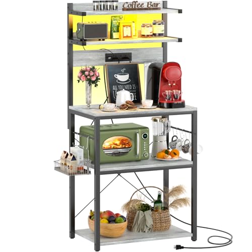 Bakers Rack with Power Outlet & RGB LED