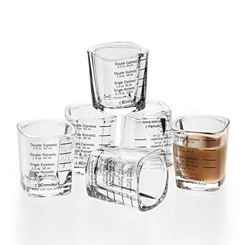 Espresso Shot Glass Liquid Heavy Sturdy Glass Shot Glasses Measuring cup Wine Glass 6 Pack 2oz (6 Count)