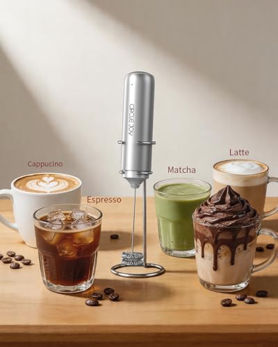 Rechargeable Milk Frother Handheld with Stand