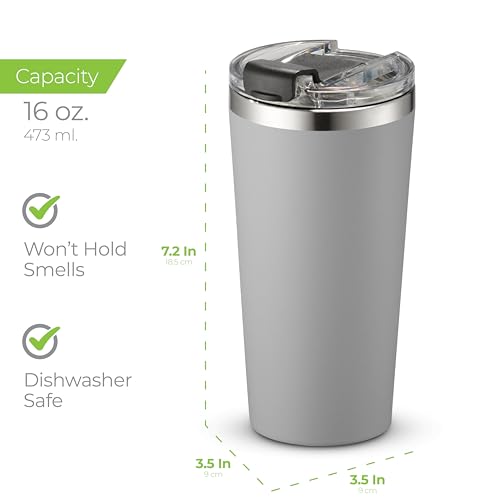 16 oz Insulated Coffee Tumbler with Leakproof Lid