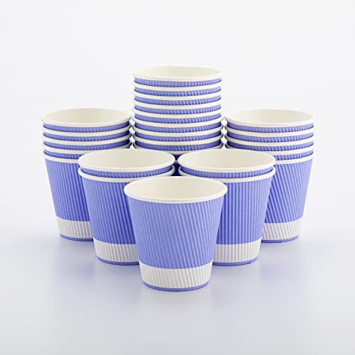 Ripple Wall Coffee Cups 25 Count 8 Ounce Insulated Light Purple Paper Cups
