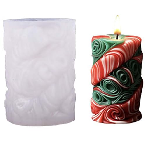 Flower Succulent Leaves Cylinder Molds Silicone Wave Spiral Candle Mold