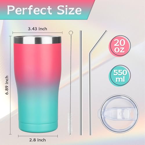 20oz Insulated Tumbler with Lid Straw Travel Coffee Mug