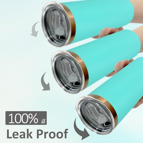 20 oz Skinny Tumblers Bulk with Lids and Straws Mint Green (4 Count)