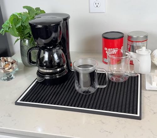 Coffee Bar Mat for Countertop White Frame 18x12 in