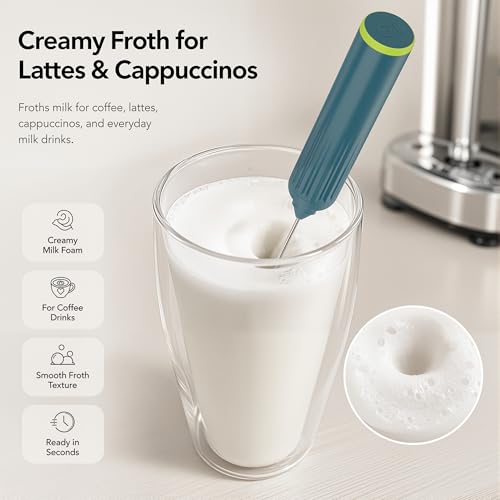 Milk Frother Handheld with 3 Stainless Steel Whisks