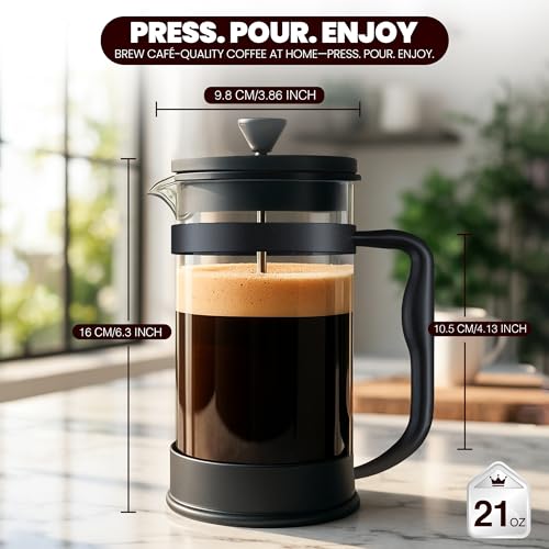 Borosilicate Glass French Press Coffee Maker 21 Oz