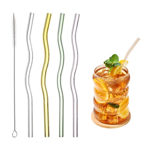 4 Pcs Reusable Glass Drinking Straws (4 Count)
