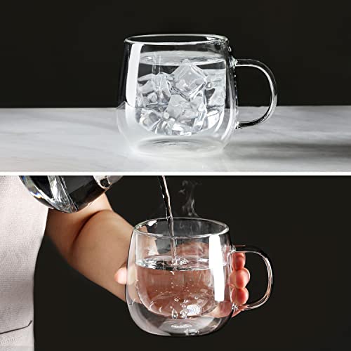 10oz Double Walled Glass Coffee Mugs (2 Count)
