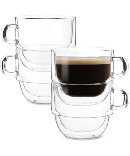 BTaT Double Walled Stackable Glass Coffee Mugs