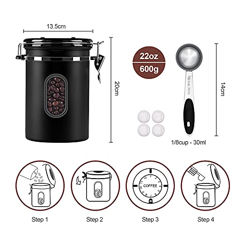 1800ML Airtight Coffee Canister with Date Tracker&Transparent Window