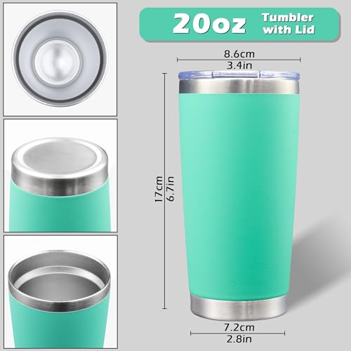 20oz Tumbler with Lid Stainless Steel Tumblers Insulated Mug Light Blue 6P (6 Count)