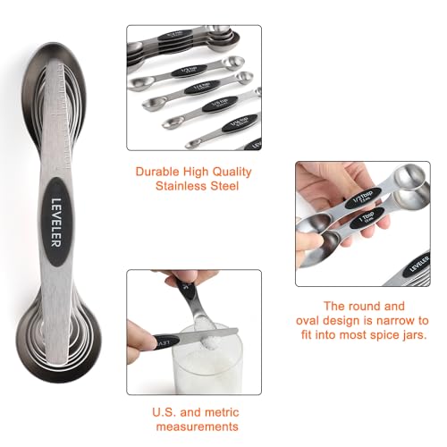 Magnetic Measuring Cup & Spoon Set Stainless Steel 7 Magnetic Measuring Cup
